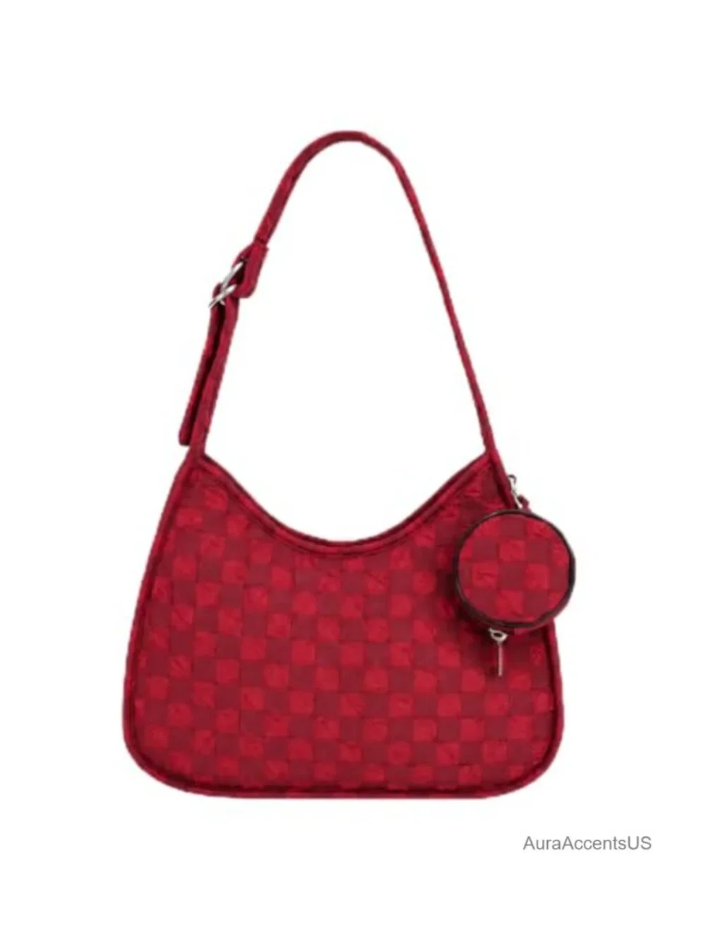 Women Plaid Nylon Hobo Shoulder Bag with Wallet 7L